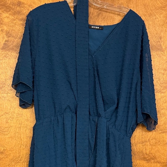 Teal Faux Wrap Dress XXL - Picture 2 of 3